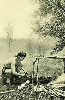 Blowpipe: Kayan man preparing poison for blowpipe, Borneo, SE Asia