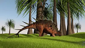 Aethiopicus: Kentrosaurus grazing in a grassy field