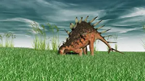Aethiopicus: Kentrosaurus grazing in prehistoric grasslands
