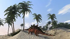 Thagomizer: Kentrosaurus roaming a tropical setting