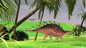 Aethiopicus: Kentrosaurus walking through a field, with a Ceratosaurus ?