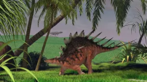 Aethiopicus: Kentrosaurus walking through a field, with a Ceratosaurus ?