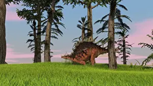 Aethiopicus: Kentrosaurus walking across a grassy field