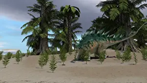 Eurypoda: Kentrosaurus walking through an open desert