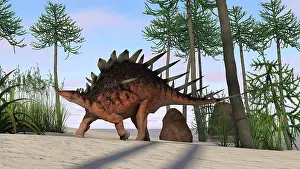 Aethiopicus: Kentrosaurus walking across a prehistoric landscape
