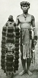 Kenyah: Kenyah man with his shield, Borneo, SE Asia