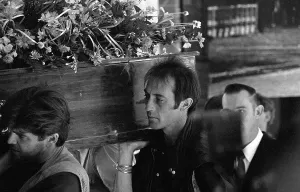 Tabitha: Kevin Carter (centre) is one of the pall bearers