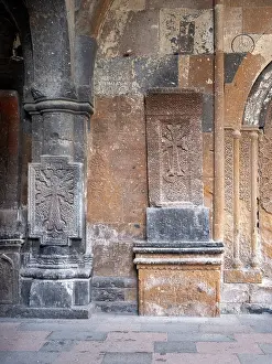 Canyon: Khachkar, Hovhannavank monastery, Ohanavan, Aragatsotn, Armenia