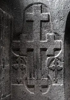 Gorge: Khachkar, Proshyan chapel, Geghard monastery, Kotayk, Armenia