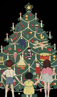 Cheerfully: Kids by Christmas Tree