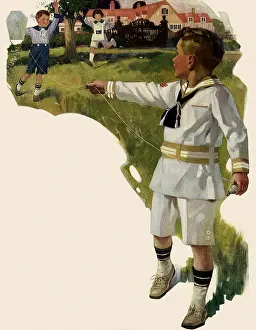 Playtime: Kids flying a Kite