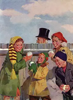 Snowballs: Kids prepare to throw Snowballs at Old Man