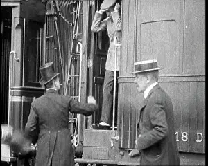 Stepping: King Alfonso XIII Of Spain Stepping Off A Train
