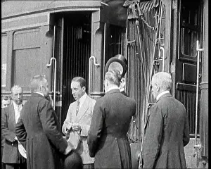 Stepping: King Alfonso XIII Of Spain Stepping Off A Train