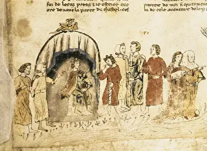 Frere: King Arthur and his court. Ilustration of the