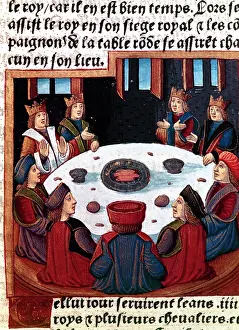 1490: King Arthur and the Knights at the Round Table. Miniature