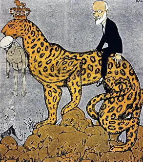 Venizelos: King Constantine of Greece as a leopard ridden by Venizelos