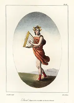 Psalms: King David chanting psalms on a harp