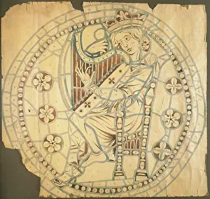 Harp: King David. Drawing for the rose window of the Cathedral of
