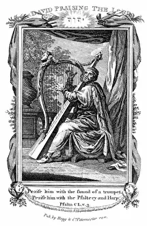 Harp: King David praising the Lord and playing the harp