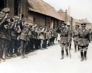 King George V with troops, Western Front, WW1