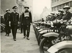 Dispatches: King George VI inspecting dispatch riders of the LFB, WW2