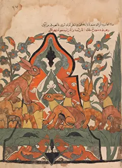 Kalila: The King of the Hares in Counsel with his Subjects