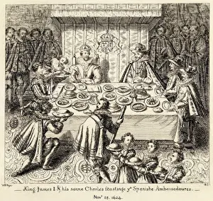 Feasting: King James I feasting with Spanish ambassadors
