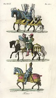 Verico: King and knights in armour on horseback at