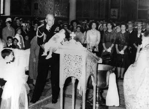 Frederica: King Paul of Greece at baptism, Athens