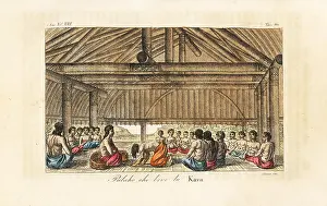Longhouse: King Polaho drinking kava in a longhouse, Tonga