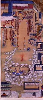 Joseon: King Shooting Arrows at Deukjung Pavilion