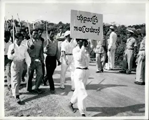 Nonchalant: King Sihanouk's supporters marching, Cambodia