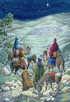 Advent: The Three Kings approaching Bethlehem
