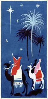 Brough: Three Kings on camels gazing at star