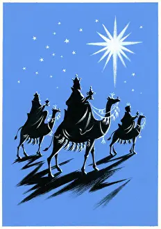 Wormell: Three Kings on camels with Star