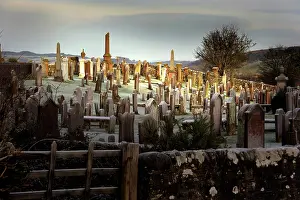 Frosty: Kirkcudbright graveyard in winter light