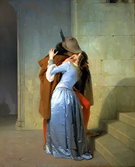 Brera: The kiss, painting by Francesco