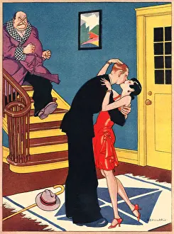 Hallway: Kissing Teens and Dad