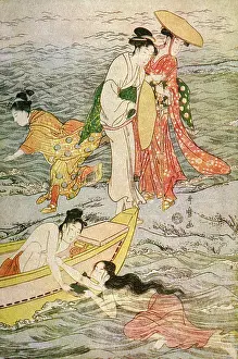 Utamaro: Kitagawa Utamaro print - Watching Divers for Shellfish