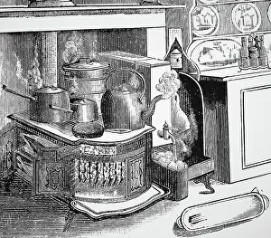 Stove: Kitchen with a box stove of the type particularly