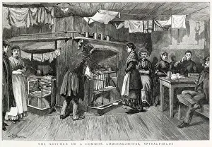 Spitalfields: Kitchen of a common lodging house, Spitalfields, London 1886