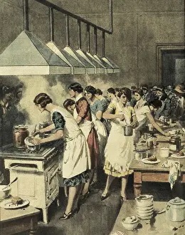 Domenica: Kitchen contest for young servants (1931). Illustration