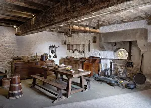 Manoir: Kitchen, Musee Jacques Cartier, Rotheneuf, Bretagne, France