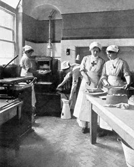 Tytler: Kitchen at Weir Red Cross Hospital, Balham, London, WW1