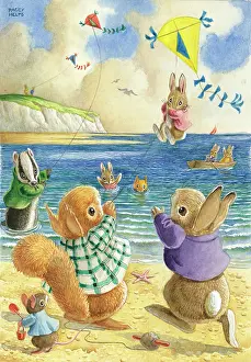 Fliers: The Kite Fliers - with rabbits, squirrel, badger etc