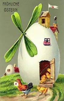 Oddity: kitsch, greeting cards, Happy Easter, Germany