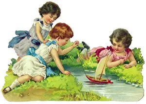 Hokum: kitsch, hokum, children playing with sailing