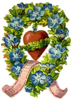 Faithfulness: kitsch / souvenir, flower wreath, lithograph