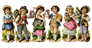 Congratulator: kitsch / souvenir, poesy image, children, lithograph